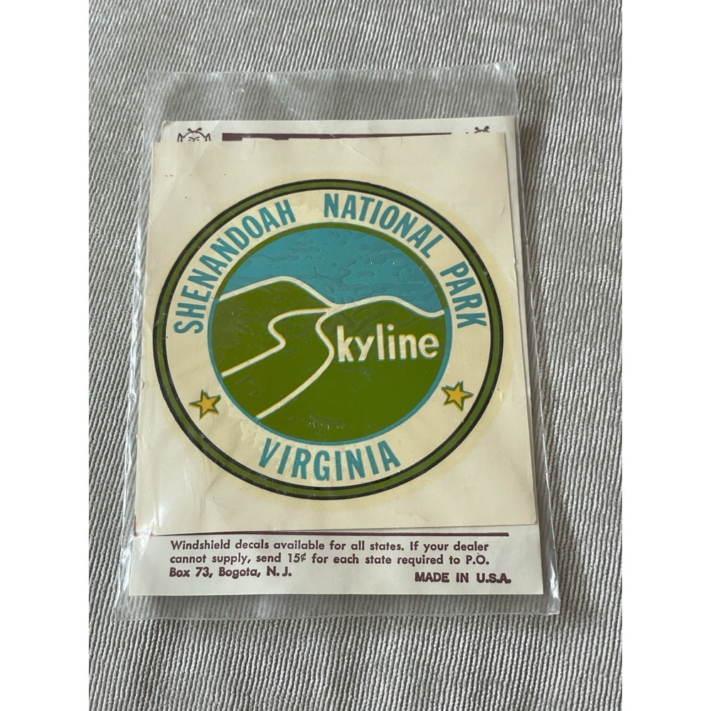 Vintage Shenandoah National Park Skyline‎ Decal Sticker Retro Virginia Impko New